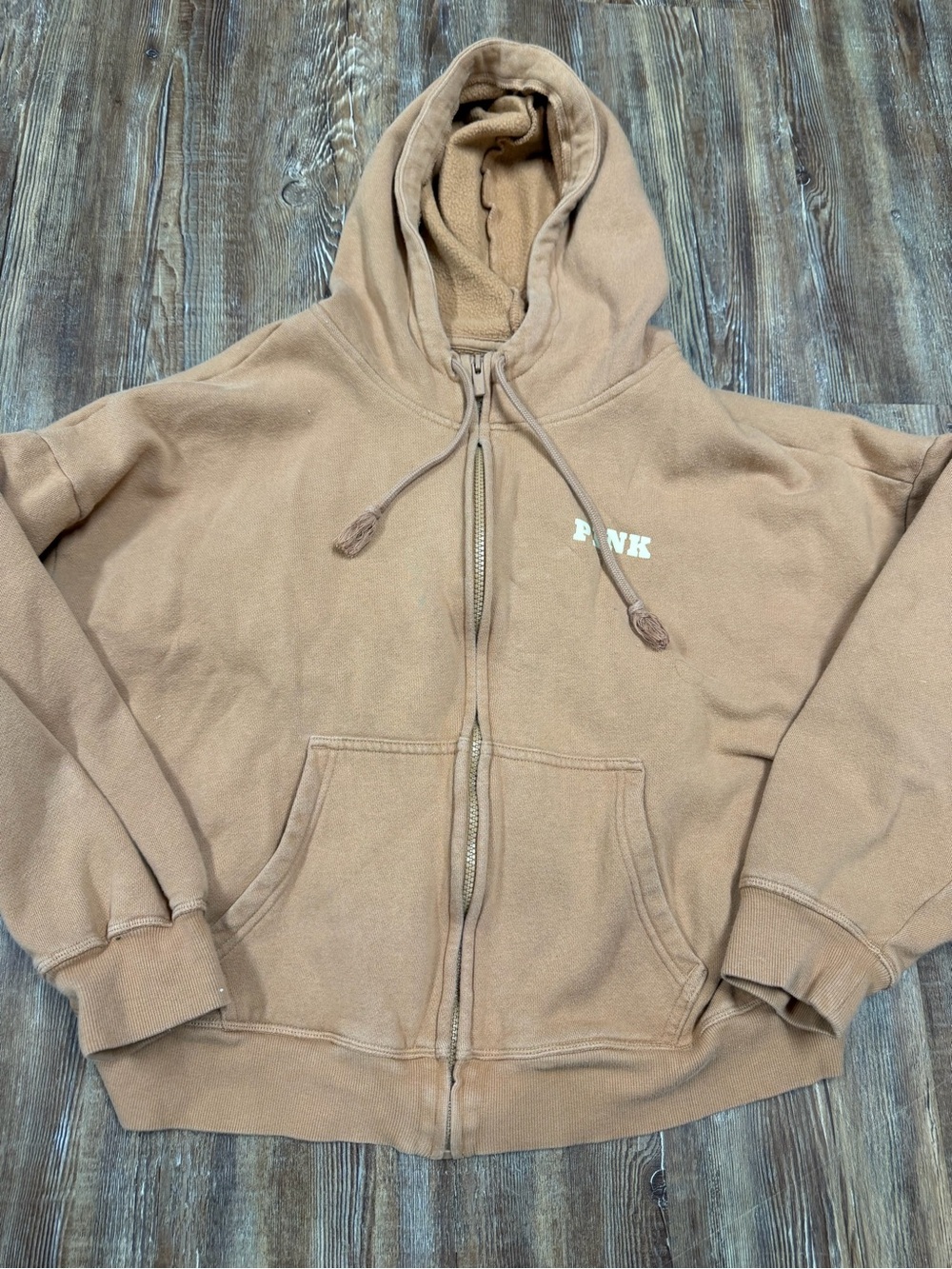 Victoria's Secret PINK zip up hoodie in light brown
